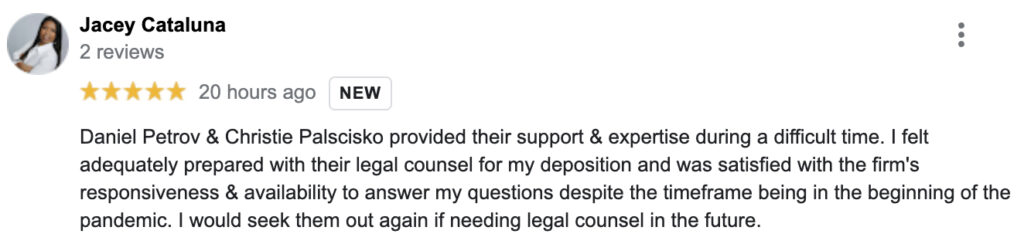 Vista Personal Injury Client Review