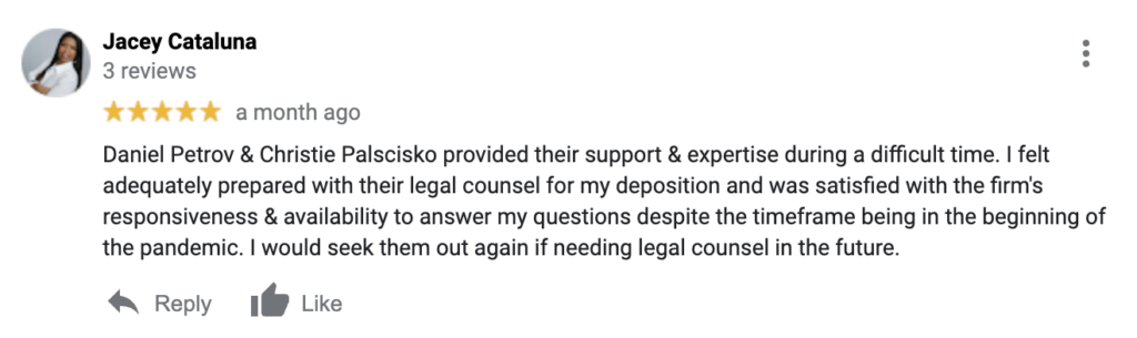 Vista, CA Personal Injury Client Review